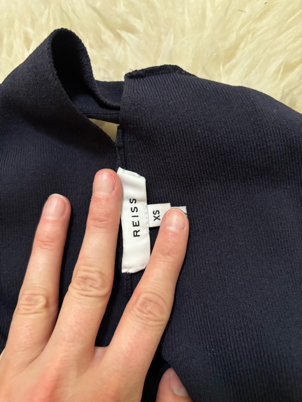 Reiss Navy Ribbed Sleeveless Halter Top